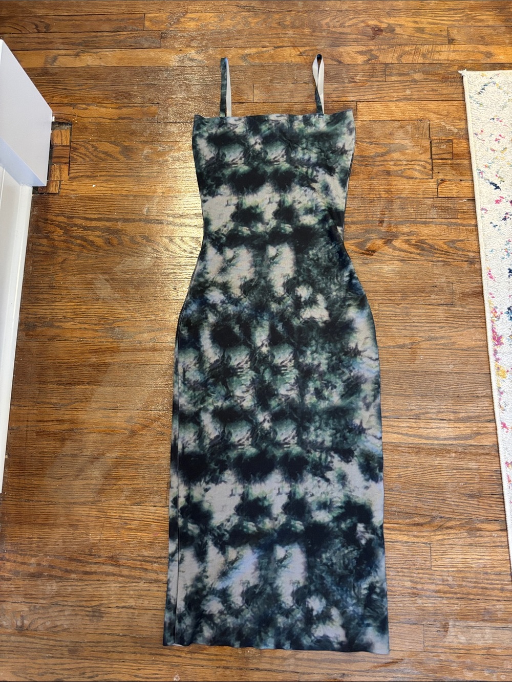 Zara Tie-Dye Bodycon Slip Dress in Dark Green
